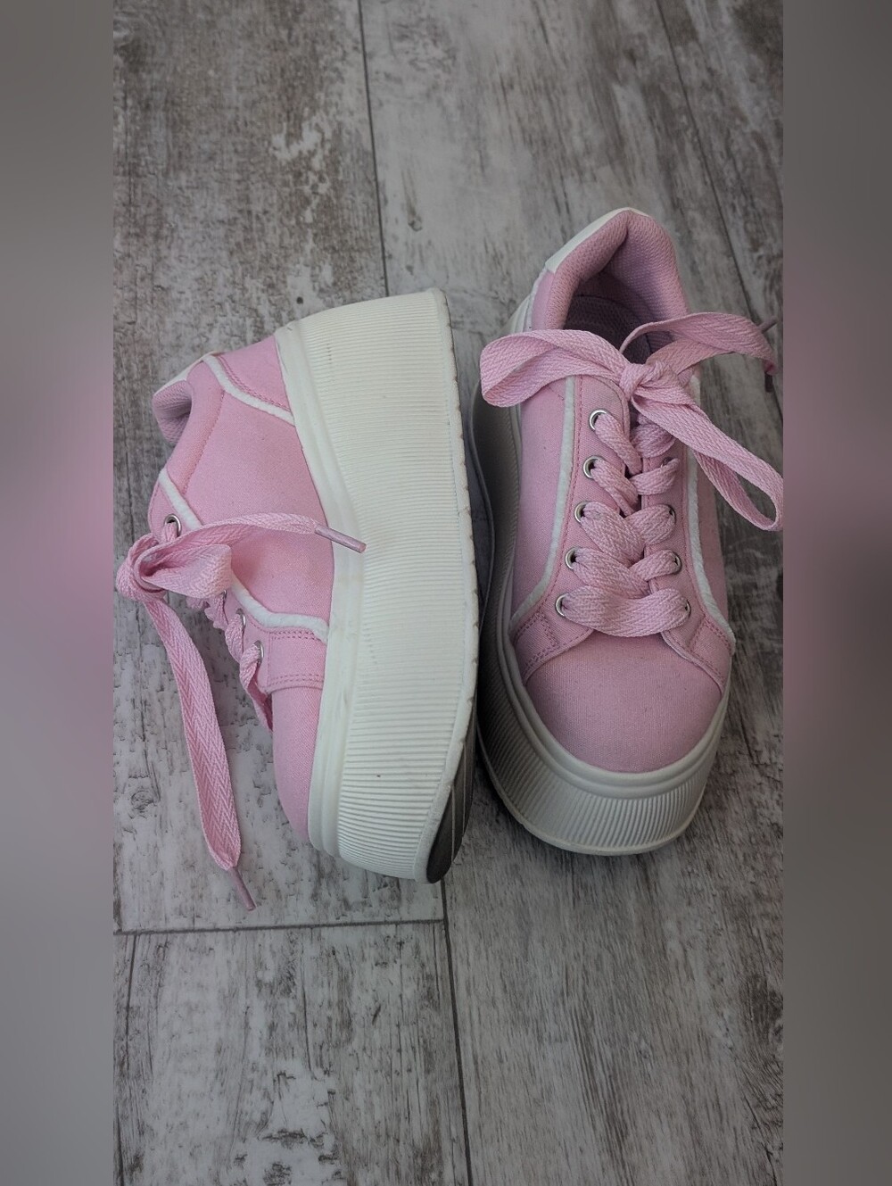 Lucky Step Pink Platform Lace-Up Sneakers for Women Like New - Picture 4 of 12